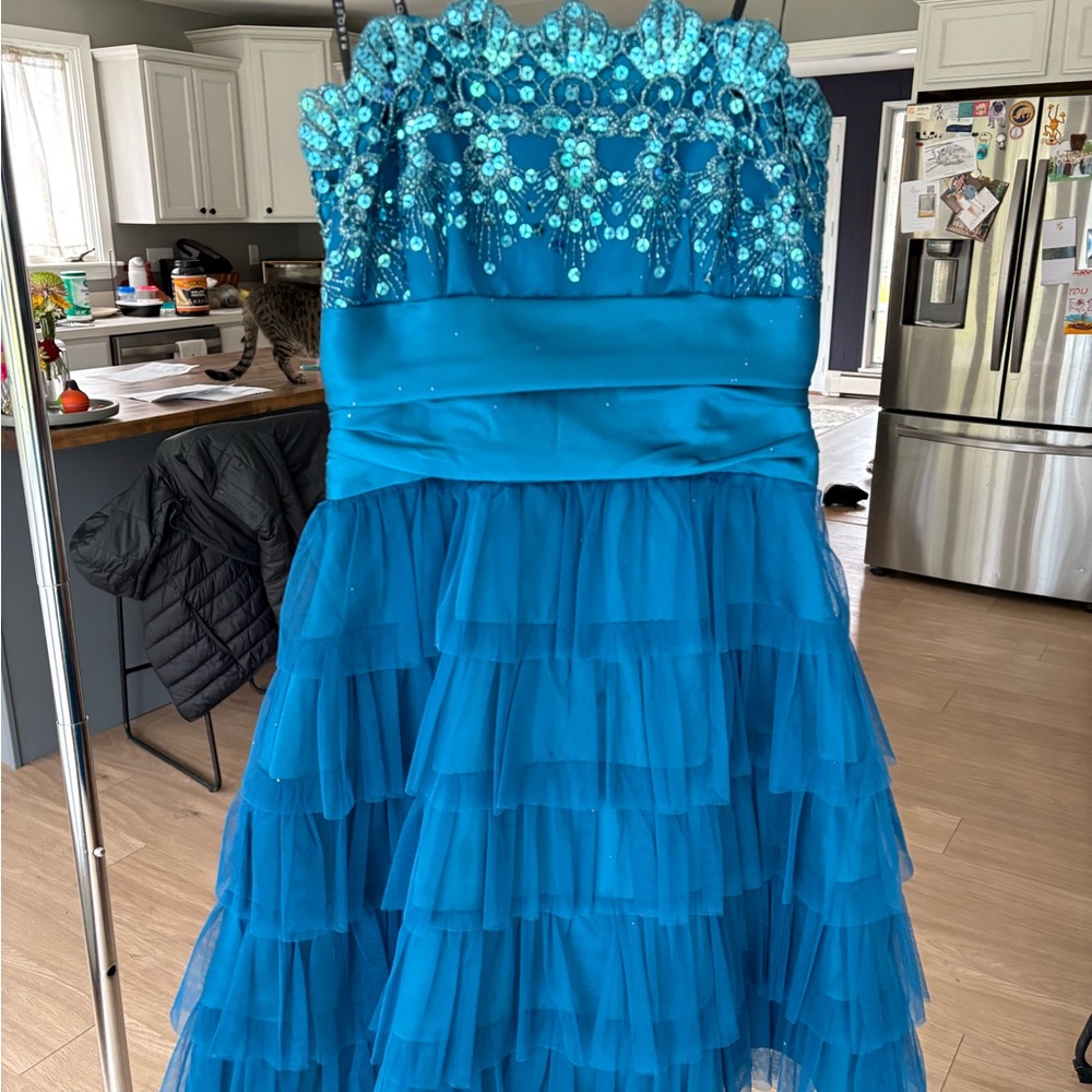 Blue Ruffled Juniors Dress